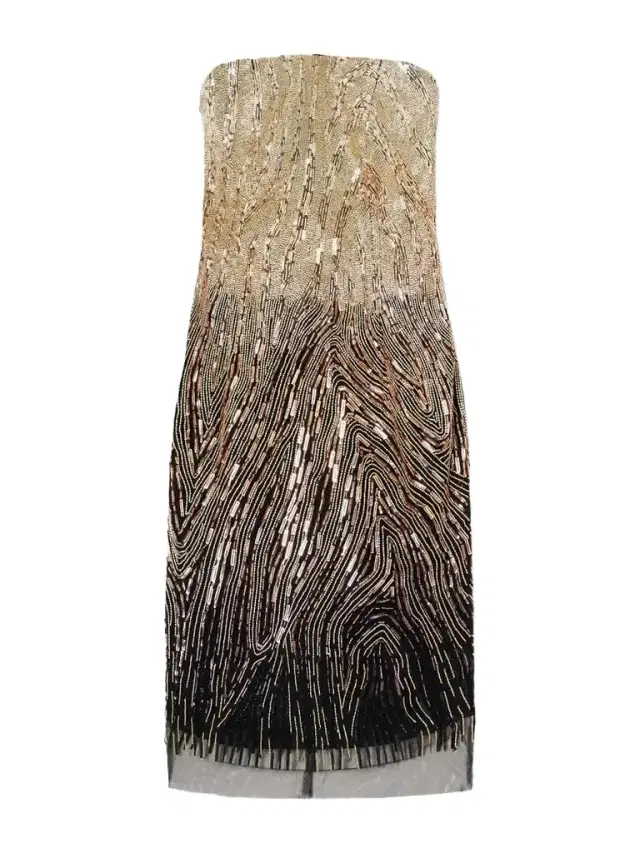 Oscar de la Renta Strapless Bead And Sequin-embellished Tulle Midi Dress