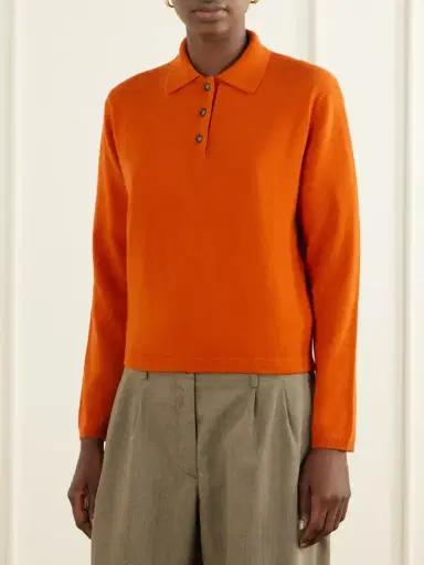 Allude Cashmere Polo Sweater | Thumbnail 3