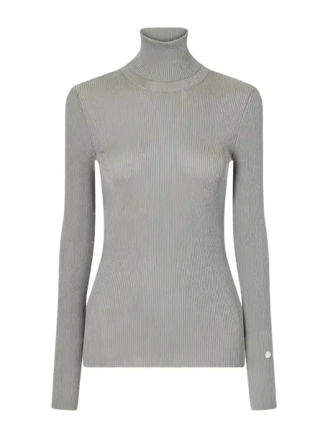Stella McCartney Shiny Ribbed Turtleneck Sweater