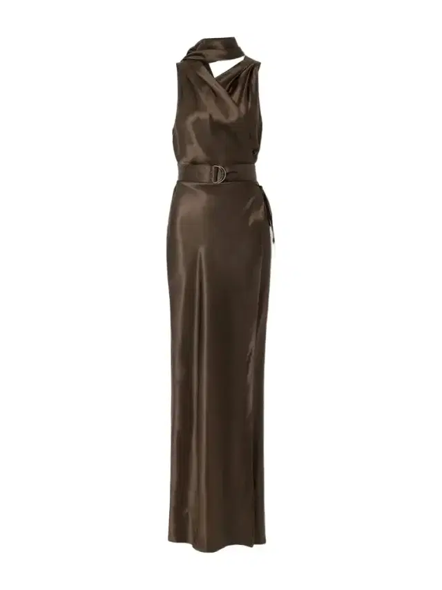 Ralph Lauren Collection Rynn Belted Silk-duchesse Halterneck Gown