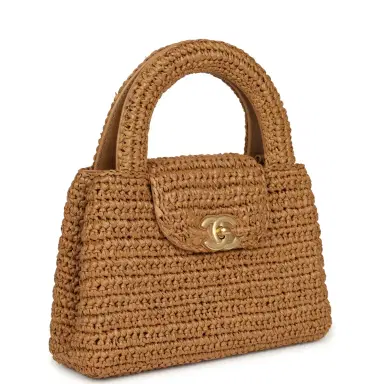 Chanel Chanel Small Kelly Shopper Dark Beige Raffia Brushed Gold Hardware | Thumbnail 2 Chanel Chanel Small Kelly Shopper Dark Beige Raffia Brushed Gold Hardware | Thumbnail 2