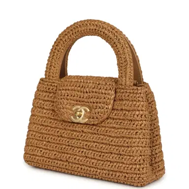 Chanel Chanel Small Kelly Shopper Dark Beige Raffia Brushed Gold Hardware | Thumbnail 5 Chanel Chanel Small Kelly Shopper Dark Beige Raffia Brushed Gold Hardware | Thumbnail 5
