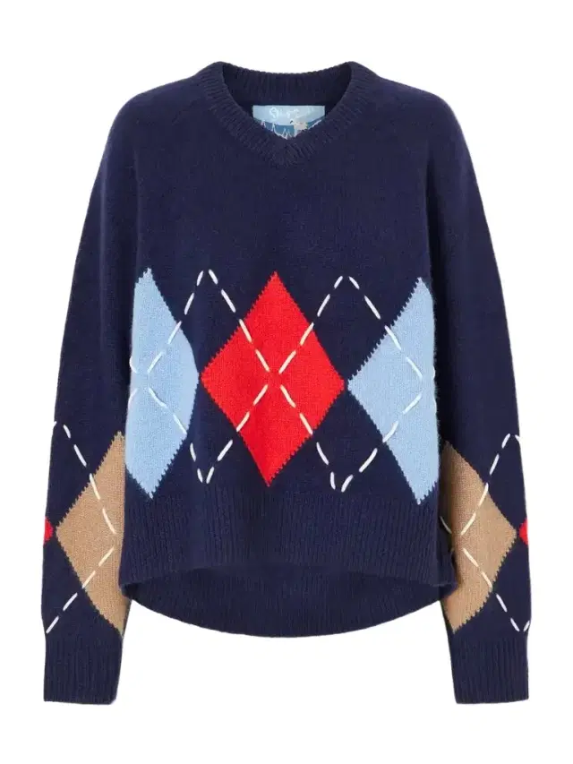 Arch4 Sloane Embroidered Argyle Cashmere Sweater