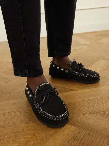 Isabel Marant Fitza Studded Shearling-trimmed Suede Loafers | Thumbnail 2 Isabel Marant Fitza Studded Shearling-trimmed Suede Loafers | Thumbnail 2