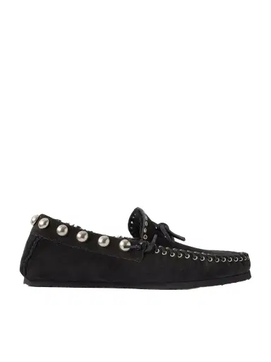 Isabel Marant Fitza Studded Shearling-trimmed Suede Loafers | Thumbnail 1 Isabel Marant Fitza Studded Shearling-trimmed Suede Loafers | Thumbnail 1