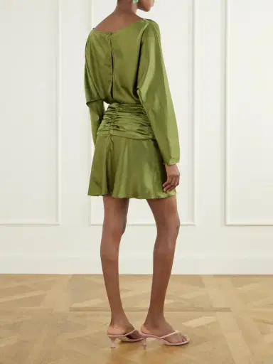 Staud Freda Gathered Silk-blend Satin Mini Dress | Thumbnail 3