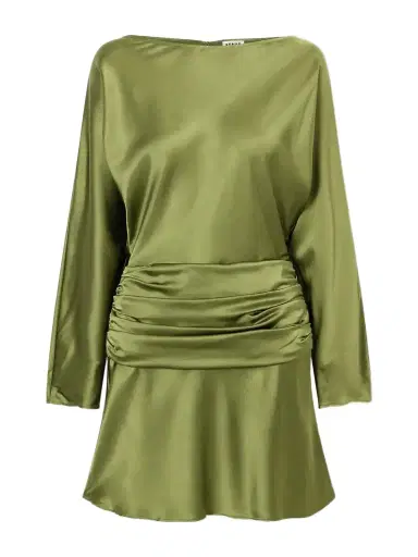 Staud Freda Gathered Silk-blend Satin Mini Dress | Thumbnail 1