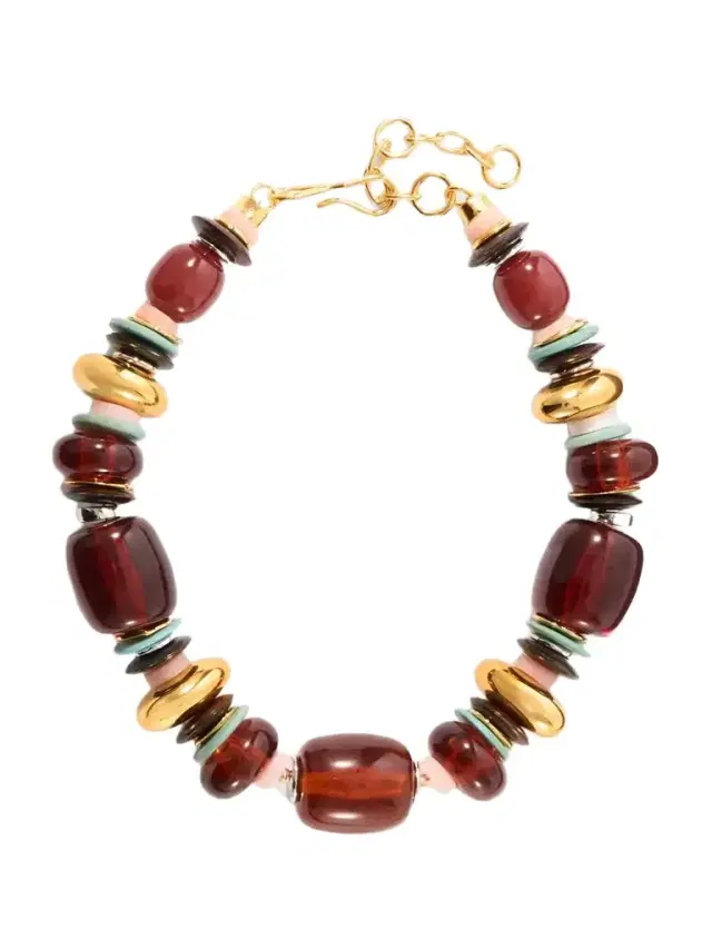 Lizzie Fortunato Carmine Gold-tone Beaded Necklace