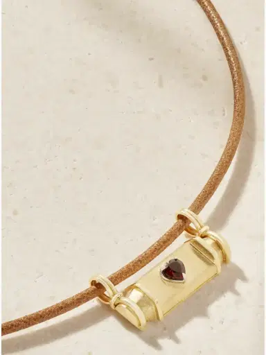 Marie Lichtenberg Clover Smash Locket 18-karat Gold, Garnet And Leather Necklace | Thumbnail 4 Marie Lichtenberg Clover Smash Locket 18-karat Gold, Garnet And Leather Necklace | Thumbnail 4