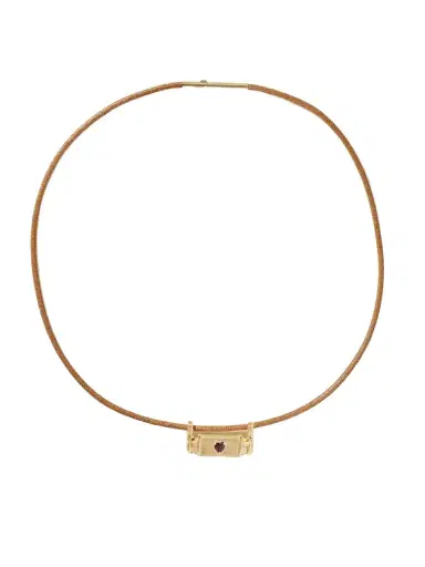 Marie Lichtenberg Clover Smash Locket 18-karat Gold, Garnet And Leather Necklace | Thumbnail 1 Marie Lichtenberg Clover Smash Locket 18-karat Gold, Garnet And Leather Necklace | Thumbnail 1