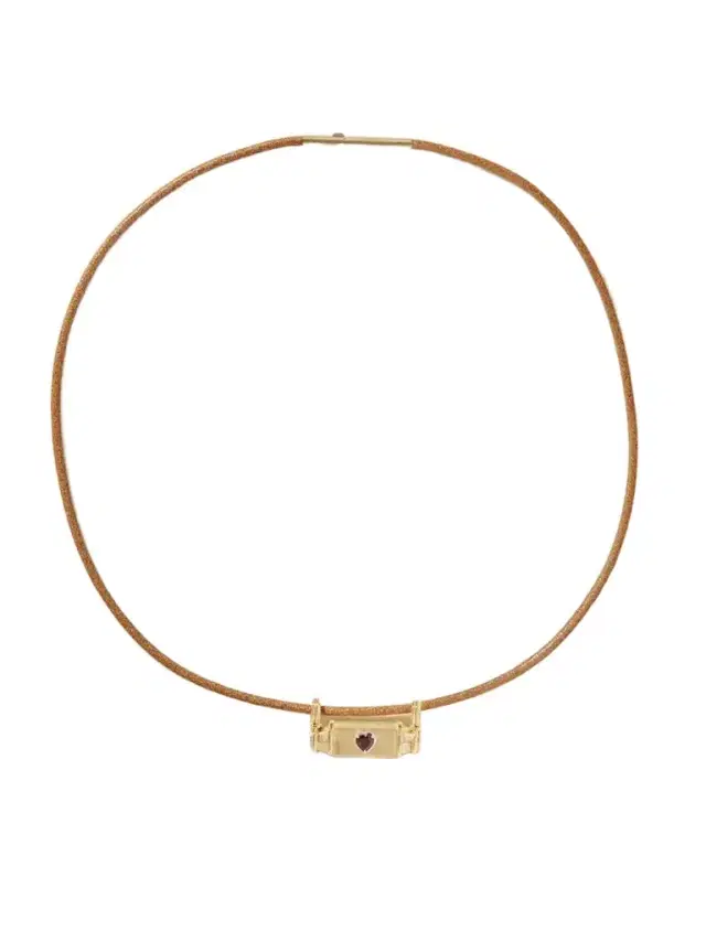 Marie Lichtenberg Clover Smash Locket 18-karat Gold, Garnet And Leather Necklace