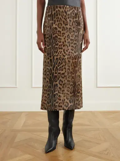 STOULS Winona Leopard-print Calf Hair Midi Skirt | Thumbnail 3