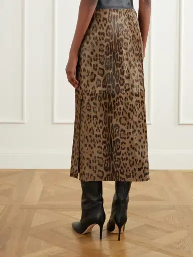 STOULS Winona Leopard-print Calf Hair Midi Skirt | Thumbnail 4