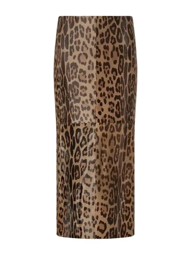 STOULS Winona Leopard-print Calf Hair Midi Skirt