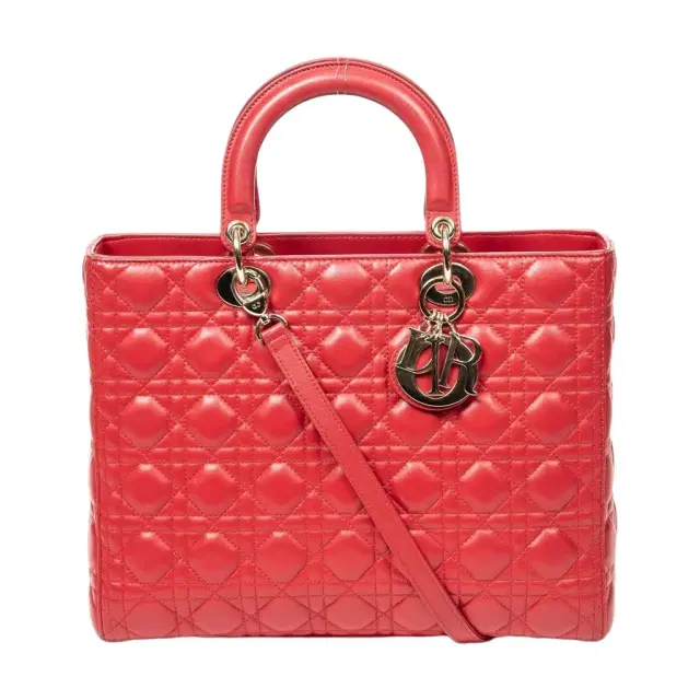 Dior Lady Dior Red Calf Leather Large Zip Shoulder Bag by The Solist