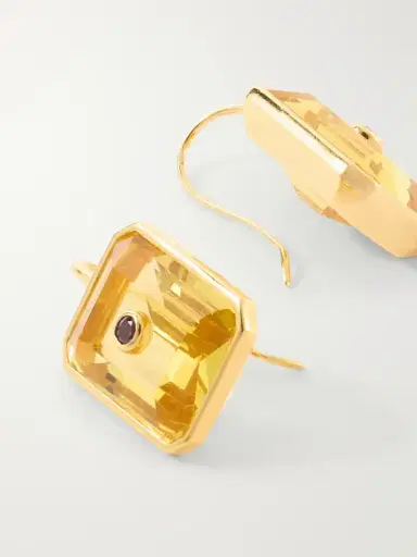 Lizzie Fortunato Tile Gold-plated Rhodolite And Glass Earrings | Thumbnail 3