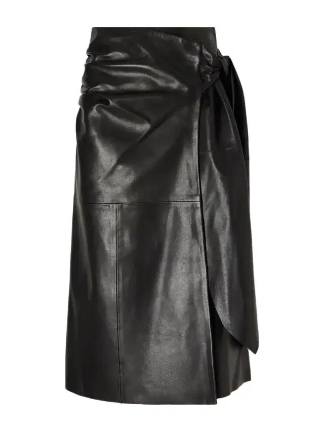 Nour Hammour Viret Knotted Paneled Leather Midi Skirt