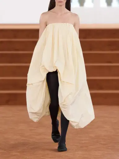 Jil Sander Strapless Gathered Taffeta Midi Dress | Thumbnail 5