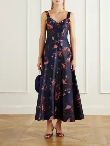 Erdem Belted Floral-print Duchess-satin Bustier Midi Dress | Thumbnail 2