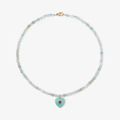 Stephanie Gottlieb Kendall Aquamarine Beaded Necklace with Amazonite Heart Charm | Thumbnail 3 Stephanie Gottlieb Kendall Aquamarine Beaded Necklace with Amazonite Heart Charm | Thumbnail 3
