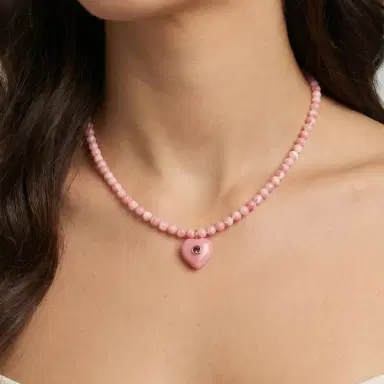 Stephanie Gottlieb Kendall Conch Shell Beaded Necklace with Conch Heart Charm | Thumbnail 2