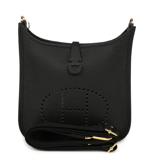 HERMÈS Hermes Evelyne 23 Black Clemence Gold Hardware