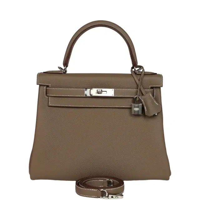 HERMÈS Hermes Kelly Retourne 28 Etoupe Togo Palladium Hardware