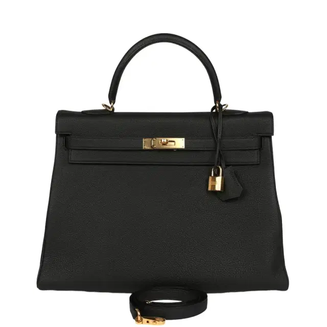 HERMÈS Hermes Kelly Retourne 35 Black Togo Gold Hardware