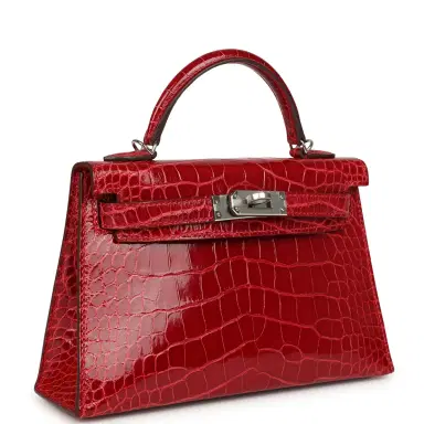 HERMÈS Hermes Kelly Sellier 20 Braise Shiny Alligator Palladium Hardware | Thumbnail 2