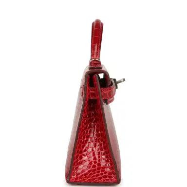 HERMÈS Hermes Kelly Sellier 20 Braise Shiny Alligator Palladium Hardware | Thumbnail 3
