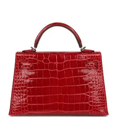 HERMÈS Hermes Kelly Sellier 20 Braise Shiny Alligator Palladium Hardware | Thumbnail 4