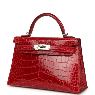 HERMÈS Hermes Kelly Sellier 20 Braise Shiny Alligator Palladium Hardware | Thumbnail 5