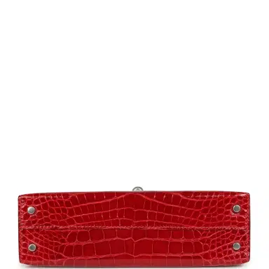 HERMÈS Hermes Kelly Sellier 20 Braise Shiny Alligator Palladium Hardware | Thumbnail 6