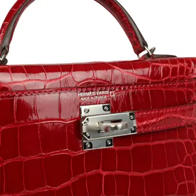 HERMÈS Hermes Kelly Sellier 20 Braise Shiny Alligator Palladium Hardware | Thumbnail 7