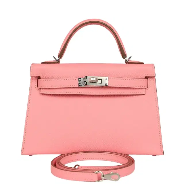 HERMÈS Hermes Kelly Sellier 20 Rose Confetti Epsom Palladium Hardware