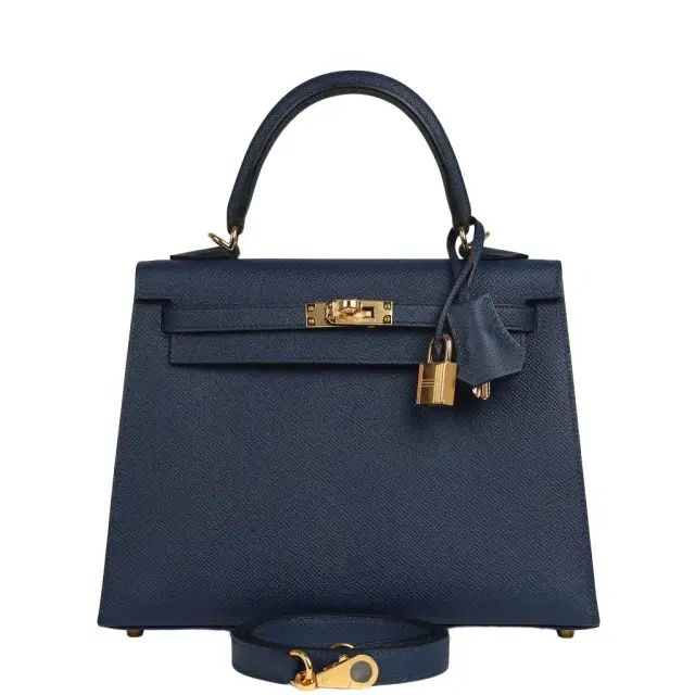 HERMÈS Hermes Kelly Sellier 25 Bleu Navy Epsom Gold Hardware