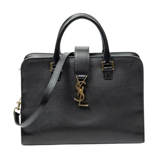 Yves Saint Laurent Yves Saint Laurent Black Calf Leather Monogram Cabas by The Solist