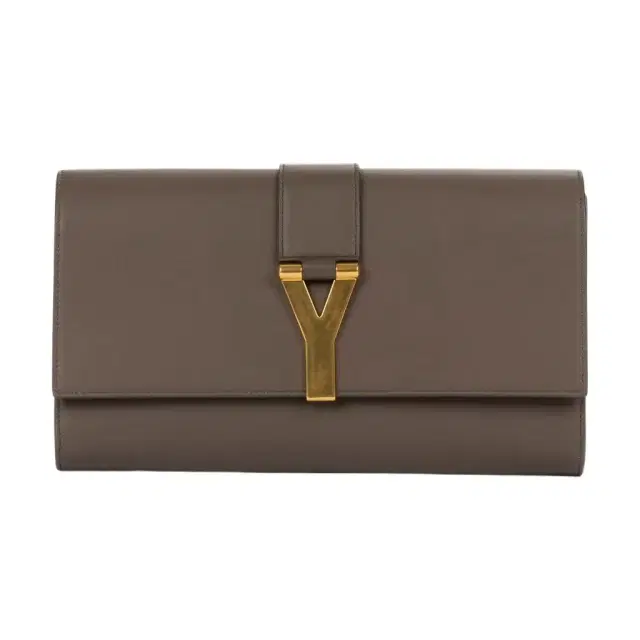 Yves Saint Laurent Yves Saint Laurent Classic Y Line Taupe Calf Leather Clutch by The Solist