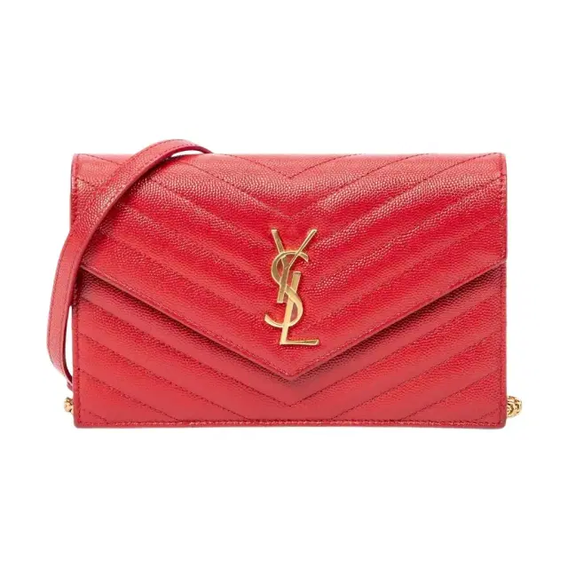 Yves Saint Laurent Yves Saint Laurent Red Calf Leather Envelope Chain Wallet by The Solist