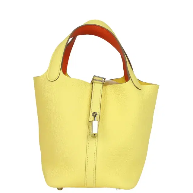 HERMÈS Hermes Picotin Lock Eclat 18 Limoncello Clemence and Orange Swift Palladium Hardware