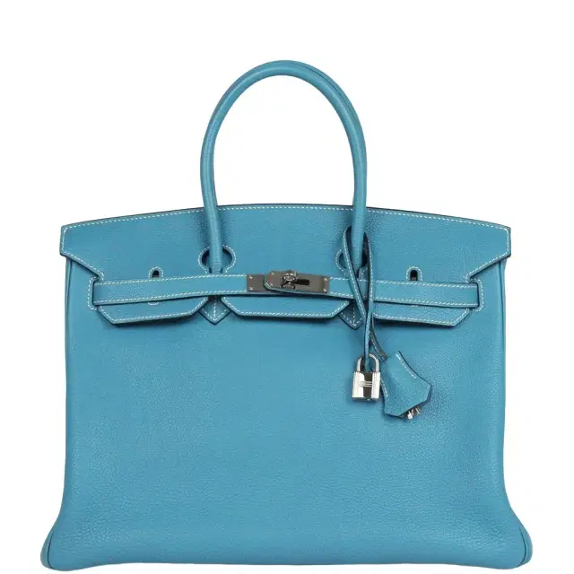 HERMÈS Pre-owned Hermes Birkin 35 Blue Jean Togo Palladium Hardware