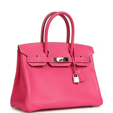 HERMÈS Pre-owned Hermes Candy Birkin 30 Rose Tyrien Epsom Palladium Hardware | Thumbnail 2