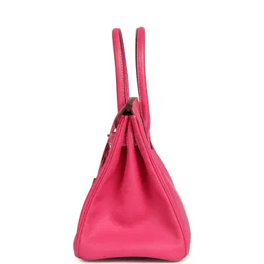 HERMÈS Pre-owned Hermes Candy Birkin 30 Rose Tyrien Epsom Palladium Hardware | Thumbnail 3