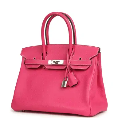 HERMÈS Pre-owned Hermes Candy Birkin 30 Rose Tyrien Epsom Palladium Hardware | Thumbnail 5