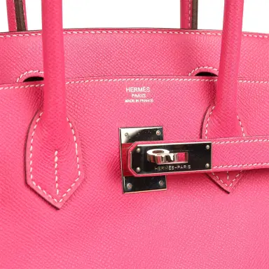 HERMÈS Pre-owned Hermes Candy Birkin 30 Rose Tyrien Epsom Palladium Hardware | Thumbnail 7