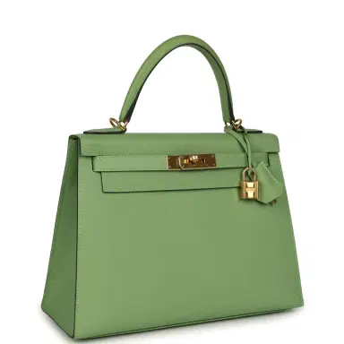 HERMÈS Pre-owned Hermes Kelly Sellier 28 Vert Criquet Epsom Gold Hardware | Thumbnail 2
