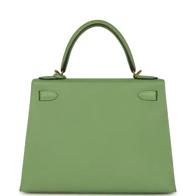 HERMÈS Pre-owned Hermes Kelly Sellier 28 Vert Criquet Epsom Gold Hardware | Thumbnail 4