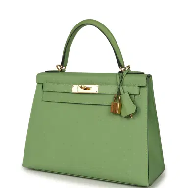 HERMÈS Pre-owned Hermes Kelly Sellier 28 Vert Criquet Epsom Gold Hardware | Thumbnail 5