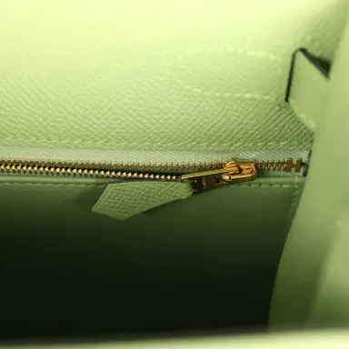 HERMÈS Pre-owned Hermes Kelly Sellier 28 Vert Criquet Epsom Gold Hardware | Thumbnail 9