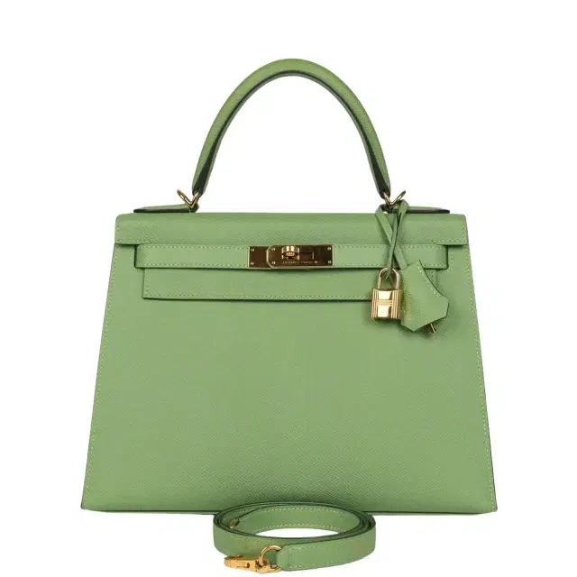 HERMÈS Pre-owned Hermes Kelly Sellier 28 Vert Criquet Epsom Gold Hardware